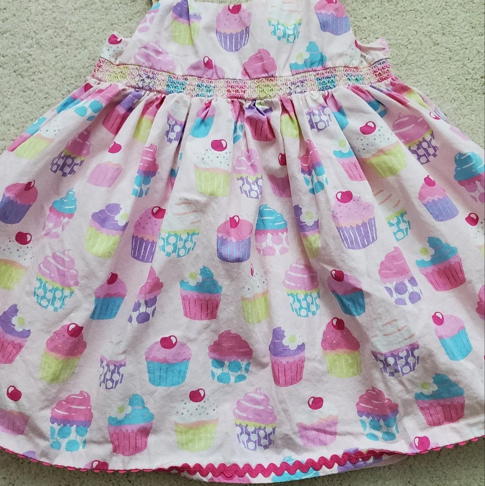 Gymboree Girls Pink Cupcake Embroidered Smocked Dress sz12-18m